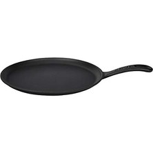 Esranın Dünyası Lava Döküm Krep / Pizza / Pancake Tavası, Yuvarlak, Metal Saplı, 26CM, Siyah