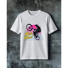 Comvicho Ride Hard Bisiklet Baskılı Oversize Tişört