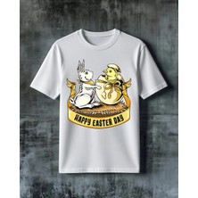 Comvicho Happy Easter Tavsan Yumurta Baskılı Oversize Tişört