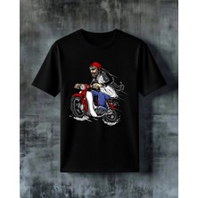 Comvicho Biker Motosiklet Baskılı Oversize Tişört