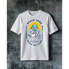 Comvicho Space Yoga Uzayli Baskılı Oversize Tişört