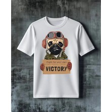Comvicho Victory Pilot Kopek Baskılı Oversize Tişört