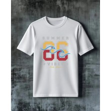 Comvicho Summer Vibes Hawaii Aloha Baskılı Oversize Tişört