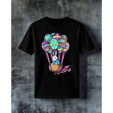 Comvicho Balon Tavsan Baskılı Oversize Tişört