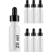 Esranın Dünyası Afracam 20 ml Metal Kapaklı Damlalık Dropper Şişesi Serum 20 cc Cam Şişe 6 Adet (Siyah Kapak, Şeffaf)