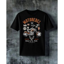 Comvicho Motorebel Custom Garage Baskılı Oversize Tişört