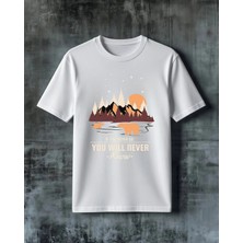 Comvicho If You Never Go Dag Ayisi Baskılı Oversize Tişört