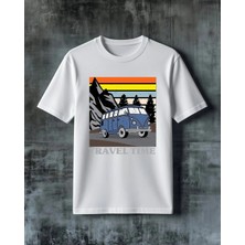 Comvicho Travel Time Vintage Van Baskılı Oversize Tişört