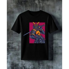 Comvicho Samurai Karali Savasc Baskılı Oversize Tişört