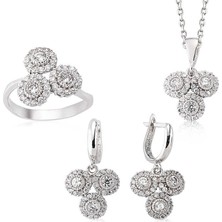 DMR Elegance Gümüş Zirkon Taşlı Bayan Set