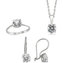 DMR Elegance Gümüş Tek Taş Bayan Set