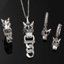 DMR Elegance ​gümüş Kaplan Figürlü Kadın Set