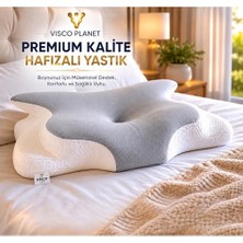 Esranın Dünyası Ortopedik Visco Boyun Yastığı Memory Foam Boyun Destekli Ergonomik Uyku Yastığı 62X42X13/10 cm