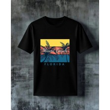 Comvicho Miami Beach Florida Baskılı Oversize Tişört