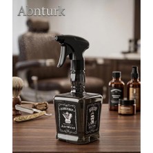 Abnturk Retro Tasarım Kuaför Su Spreyi Kare Berber Fısfıs Şişesi Siyah 600ML