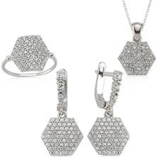 DMR Elegance Gümüş Altıgen Bayan Set