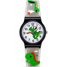 Saattino Erkek Çocuk Dinozor Figürlü Füme Analog Silikon Kordon Kol Saati ST-304439