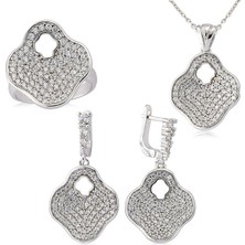 DMR Elegance Gümüş Çiçek Bayan Set