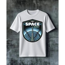Comvicho Space Journey Roket Baskılı Oversize Tişört