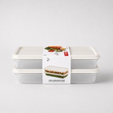 2'li 1200 ml + 1200 ml Dikdörtgen Saklama Kabı Seti Kapaklı Erzak Gıda Muhafaza Kabı 2400 ml Sariva Home