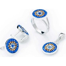 DMR Elegance Gümüş Nazarlı Yuvarlak Bayan Set