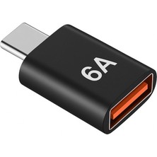 SChitec 6A Type-C to UsbA Dönüştürücü Adaptör Hızlı Şarj ve Veri Aktarım Adaptörü Siyah J624