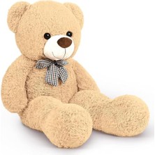 Esranın Dünyası Papyonlu Sevimli Peluş Şaşkın Ayı 80 cm - Sevgiliye Özel Hediye (Boz)