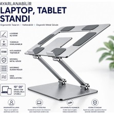 Schitec Metal Ayarlanabilir Laptop,tablet,macbook,matebook Yükseltici Katlanabilir Stand Tutucu Gri