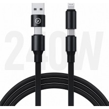 Schitec 4in1 240W Süper Fast Usba Type-C Lightning Hızlı Şarj ve Data Kablosu  YK347