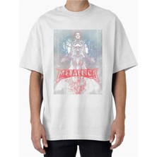 Comvicho Unisex METALLICA34 Tasarım Baskılı Oversize T-Shirt
