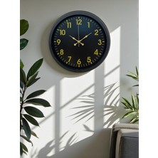 Egecen Siyah Standart 40 cm Metal Dekoratif Duvar Saati