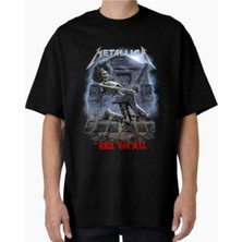 Comvicho Unisex METALLICA17 Tasarım Baskılı Oversize T-Shirt