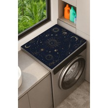 Valerine Life Çamaşır Kurutma Makinesi Üstü Düzenleyici Matı Sıvı Geçirmez Örtü Kozmik Altın Harita