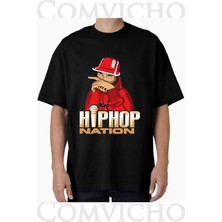 Comvicho Unisex Hıp Hop Natıon Tasarım Baskılı Oversize Tişört
