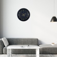Egecen Siyah 40 cm Mermer Desenli Metal Duvar Saati