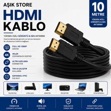 AŞIK STORE HDMI Kablo 10 Metre Full Hd 1080P Yüksek Hızlı Görüntü ve Ses Aktarım Kablosu Tv Monitör Projeksiyon Ps5 Xbox