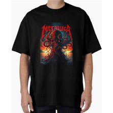 Comvicho Unisex METALLICA27 Tasarım Baskılı Oversize T-Shirt