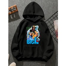 Comvicho Biggie V5 Baskılı Kapşonlu Siyah Sweatshirt