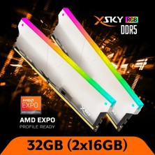 1001 V-Color Manta Xsky Rgb 32GB (2X16GB) Ddr5 6400MHZ CL32 1.4V, Amd Expo Uyumlu, Sk Hynix Ic, Beyaz Mas