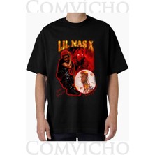 Comvicho Unisex Lıl Nas x V1 Tasarım Baskılı Oversize Tişört