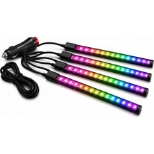 Her Araca Uyumlu Çakmaklık Girişli Ayak Altı LED Aydınlatma Rgb Kumandalı 12 LED Ambiyans Işık Seti