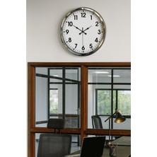 Egecen Krom Şıklık 52 cm Metal Modern Duvar Saat