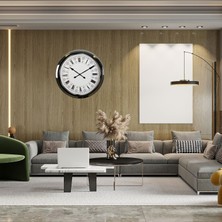 Egecen Krom Desenli 60 x 60 cm Metal Duvar Saati