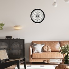 Egecen Siyah Motifli 52 cm Metal Duvar Saati