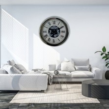 Egecen Roma Atlas Silver 60 cm Çarklı Krom Duvar Saati