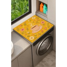 Valerine Life Çamaşır Kurutma Makinesi Üstü Düzenleyici Matı Sıvı Geçirmez Örtü Çiçekli Çay Saati