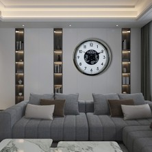 Egecen Krom Şıklık Sade 60 cm Çarklı Duvar Saati