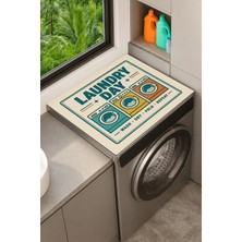 Valerine Life Çamaşır Kurutma Makinesi Üstü Düzenleyici Matı Sıvı Geçirmez Örtü Retro Çamaşır Günü