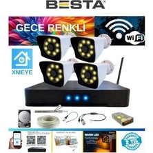 Egecen 5 Mp Lens 2 Mp 1080P Gece Renkli 4 Kameralı Wıfı Özellikli Kamera Seti 4 Tb HDD
