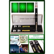 TAN EXPRESS Green Lazer Pointer Güçlü Yeşil Lazer Metal Kasa Pilli 100MW-512NW 10 Km Mesafe 5 Başlıklı 1 Set (Videolu)